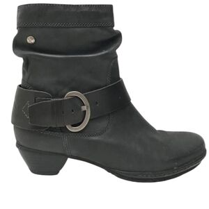 Pikolinos Brujas Black Leather Boots Harness Western Boho size 38 US 7.5-8